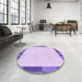 Round Patterned Periwinkle Pink Rug in a Office, pat967pur