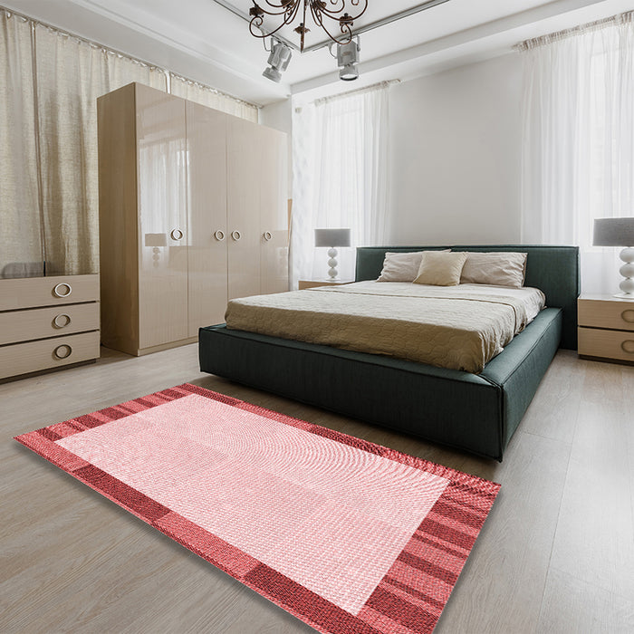 Patterned Red Rug in a Bedroom, pat967rd