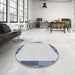 Round Patterned Water Blue Novelty Rug in a Office, pat967