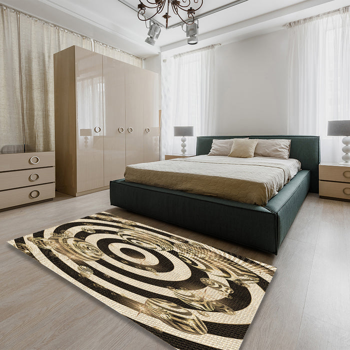 Patterned Bakers Brown Rug in a Bedroom, pat968brn