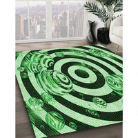 Patterned Deep Emerald Green Rug, pat968grn