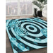 Machine Washable Transitional Medium Teal Green Rug in a Family Room, wshpat968lblu