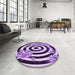 Round Patterned Purple Rug in a Office, pat968pur