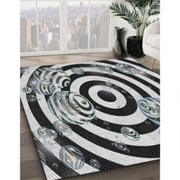 Patterned Gunmetal Green Novelty Rug, pat968