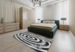 Machine Washable Transitional Gunmetal Green Rug in a Bedroom, wshpat968