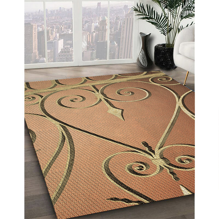 Machine Washable Transitional Orange Rug in a Family Room, wshpat969brn