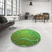 Round Patterned Green Rug in a Office, pat969grn