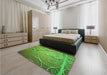 Patterned Green Rug in a Bedroom, pat969grn