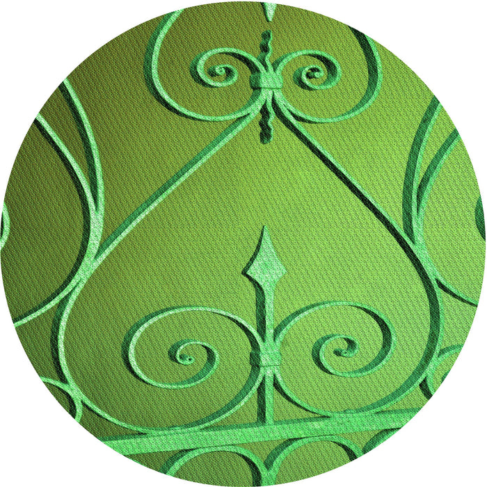 Square Machine Washable Transitional Green Rug in a Living Room, wshpat969grn