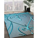 Patterned Green Rug in Family Room, pat969lblu