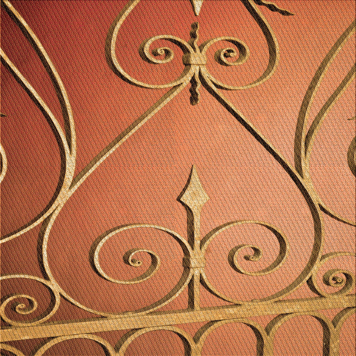 Round Patterned Orange Rug, pat969org