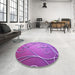 Round Patterned Purple Rug in a Office, pat969pur