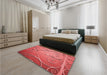 Patterned Red Rug in a Bedroom, pat969rd