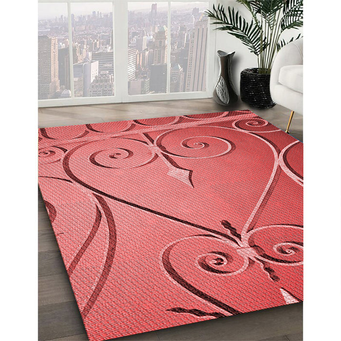 Machine Washable Transitional Red Rug in a Family Room, wshpat969rd