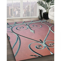 Patterned Chestnut Brown Novelty Rug, pat969