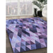 Machine Washable Transitional Deep Periwinkle Purple Rug in a Family Room, wshpat97blu