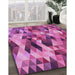 Machine Washable Transitional Medium Violet Red Pink Rug in a Family Room, wshpat97pur