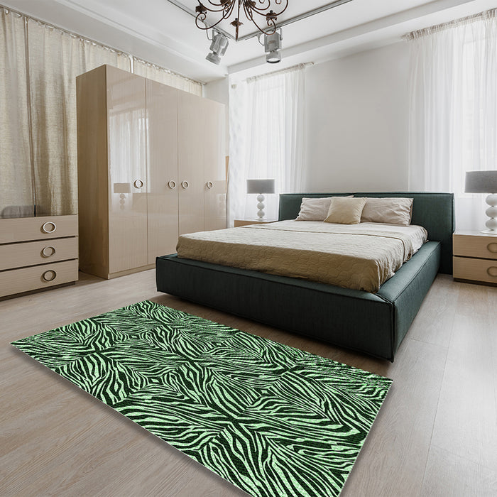 Patterned Black Rug in a Bedroom, pat970grn
