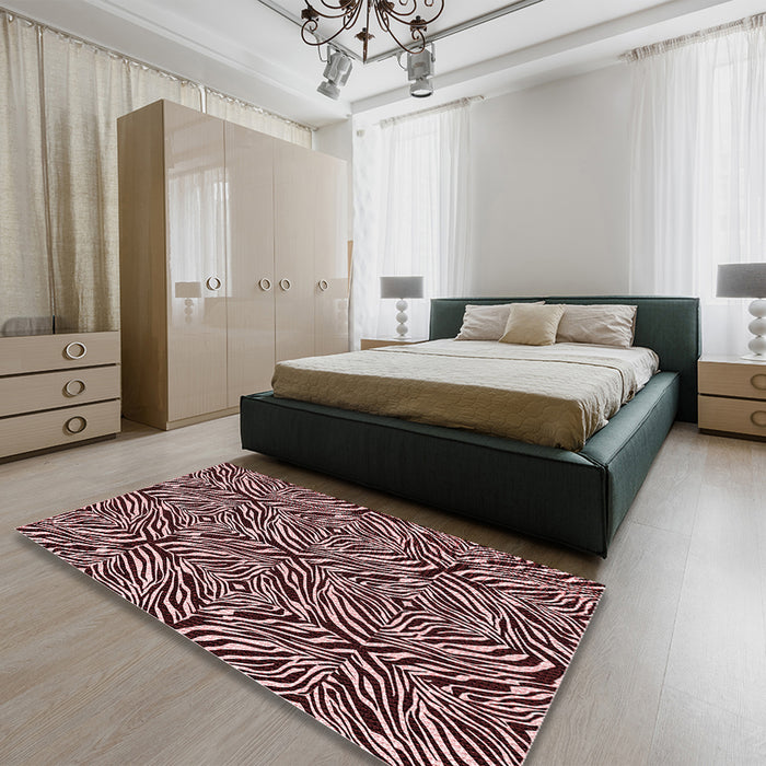 Patterned Red Rug in a Bedroom, pat970rd
