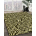 Patterned Metallic Gold Rug in Family Room, pat970yw