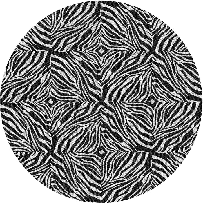Sideview of Patterned Black Novelty Rug, pat970