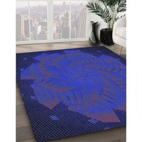 Patterned Denim Dark Blue Rug, pat971blu