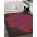 Machine Washable Transitional Burgundy Red Rug in a Family Room, wshpat971brn