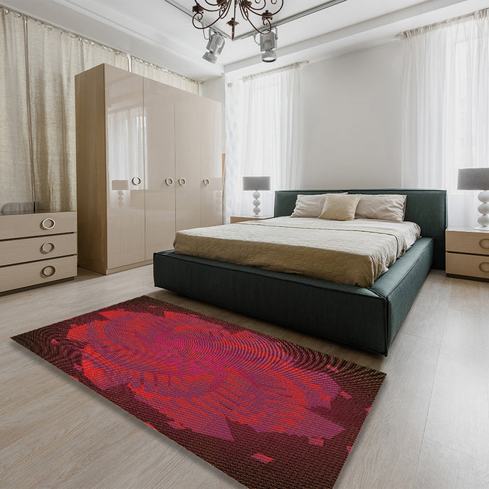 Patterned Red Rug in a Bedroom, pat971org