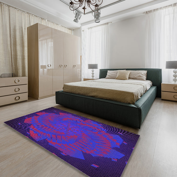 Patterned Amethyst Purple Rug in a Bedroom, pat971pur