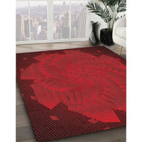 Patterned Crimson Red Rug, pat971rd