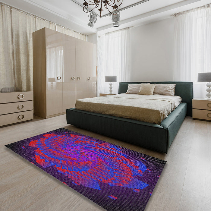 Patterned Purple Violet Purple Novelty Rug in a Bedroom, pat971
