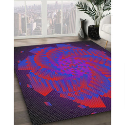 Patterned Purple Violet Purple Novelty Rug in Family Room, pat971