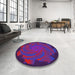 Round Machine Washable Transitional Purple Violet Purple Rug in a Office, wshpat971