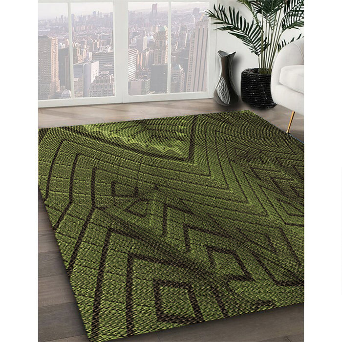 Machine Washable Transitional Olive Green Rug in a Family Room, wshpat972brn