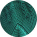 Square Patterned Dark Cyan Green Rug, pat972lblu