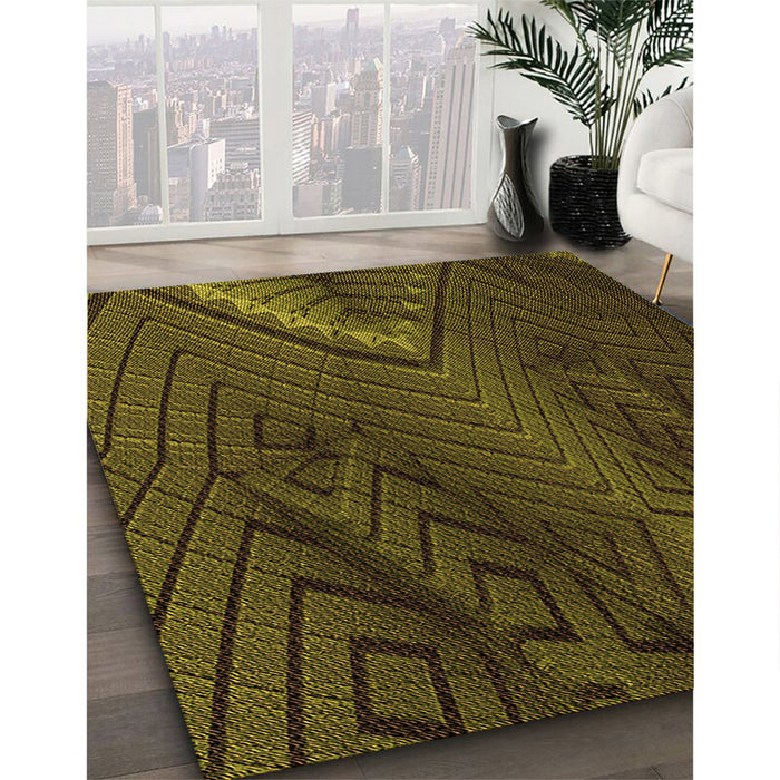 Machine Washable Transitional Dark Yellow Green Rug in a Family Room, wshpat972org