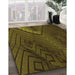 Patterned Dark Yellow Green Rug in Family Room, pat972org