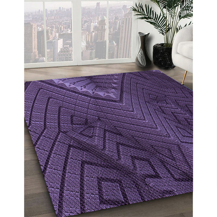 Patterned Dark Purple Rug in Family Room, pat972pur