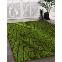 Patterned Dark Forest Green Rug, pat972yw