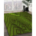 Patterned Dark Forest Green Rug in Family Room, pat972yw