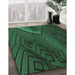 Patterned Dark Forest Green Novelty Rug in Family Room, pat972