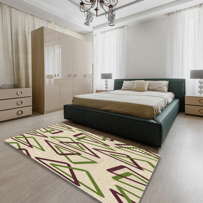 Patterned Vanilla Gold Rug in a Bedroom, pat973brn