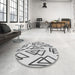 Round Patterned Platinum Gray Rug in a Office, pat973gry