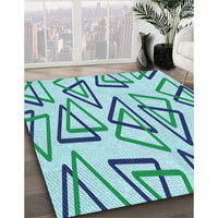 Patterned Light Aquamarine Green Rug, pat973lblu