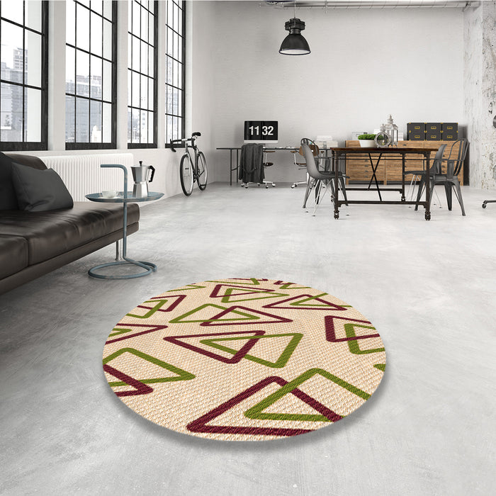 Round Patterned Golden Blonde Gold Rug in a Office, pat973org
