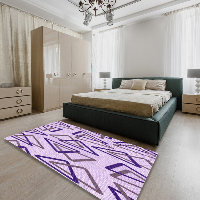 Patterned Periwinkle Pink Rug in a Bedroom, pat973pur