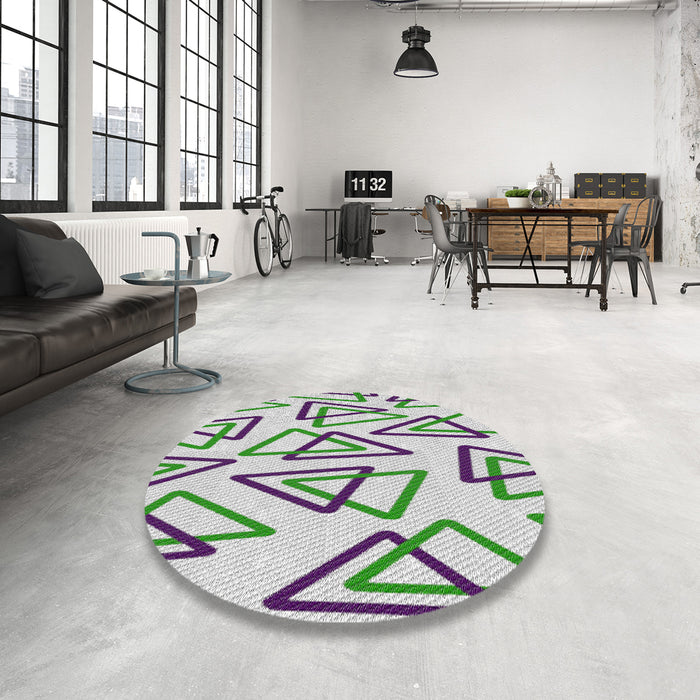 Round Patterned Light Rose Green Novelty Rug in a Office, pat973