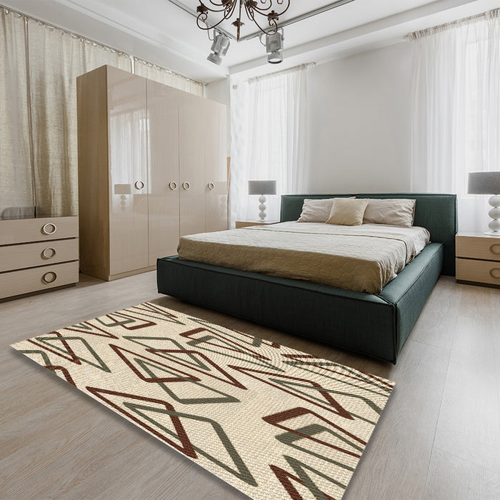 Patterned Vanilla Gold Rug in a Bedroom, pat974brn