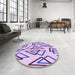 Round Patterned Purple Violet Purple Rug in a Office, pat974pur