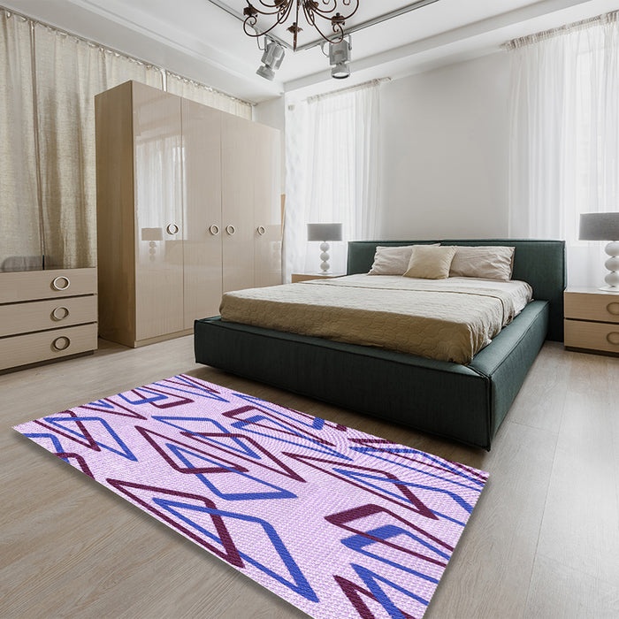 Patterned Purple Violet Purple Rug in a Bedroom, pat974pur